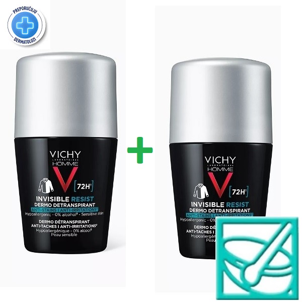 VICHY HOMME deo roll-on invisible 72h 50ml DUO
