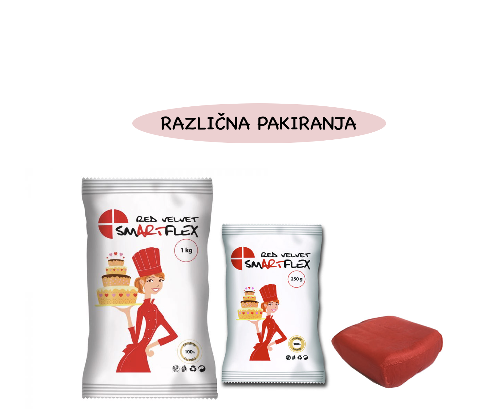 Šećerna masa Smartflex baršunasto crvena – razna pakiranja - Slika 2