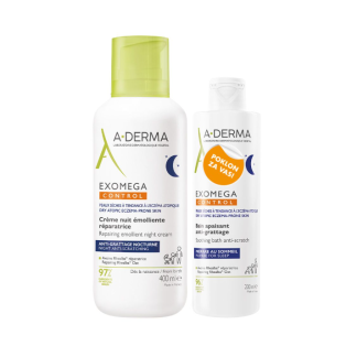 A-Derma Exomega Control Noćna Krema + A-Derma Ex. Noćna Kupka Protiv Grebanja 200ml GRATIS