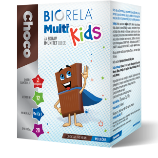Biorela Choco Multi Kids 20 prutića, Dječjiji multivitamin s dobrim bakterijama za svakodnevnu zaštitu imuniteta djece te zdrav rast i razvoj