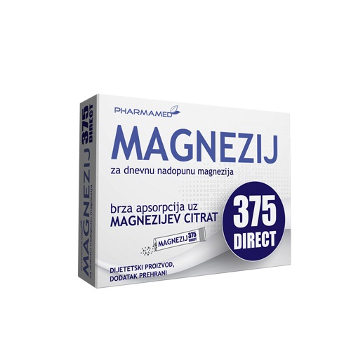 PHARMAMED Magnezij 375 DIRECT 20 vrećica, Dodatak prehrani namijenjen za dnevnu nadopunu magnezija