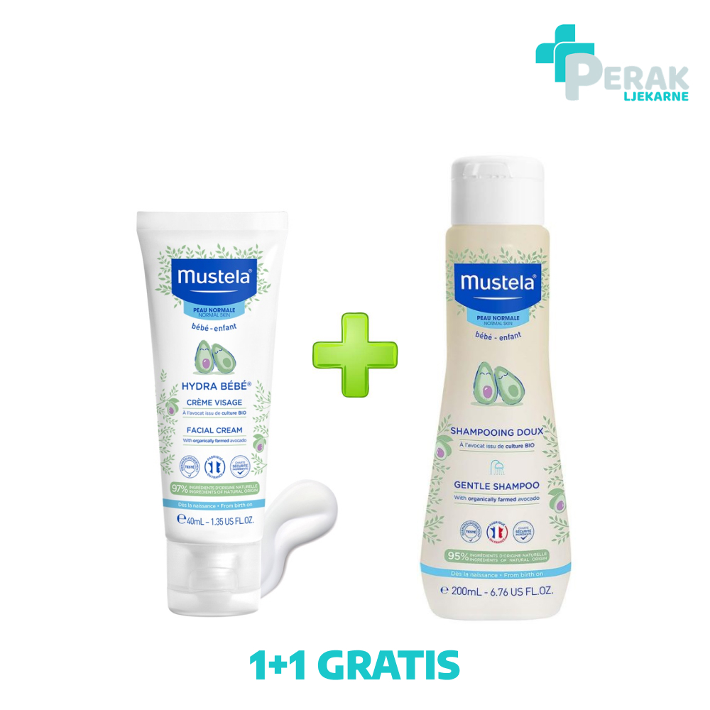 Mustela Hidratantna Krema za Lice 40ml + Šampon 200ml 1+1 GRATIS - Slika 2